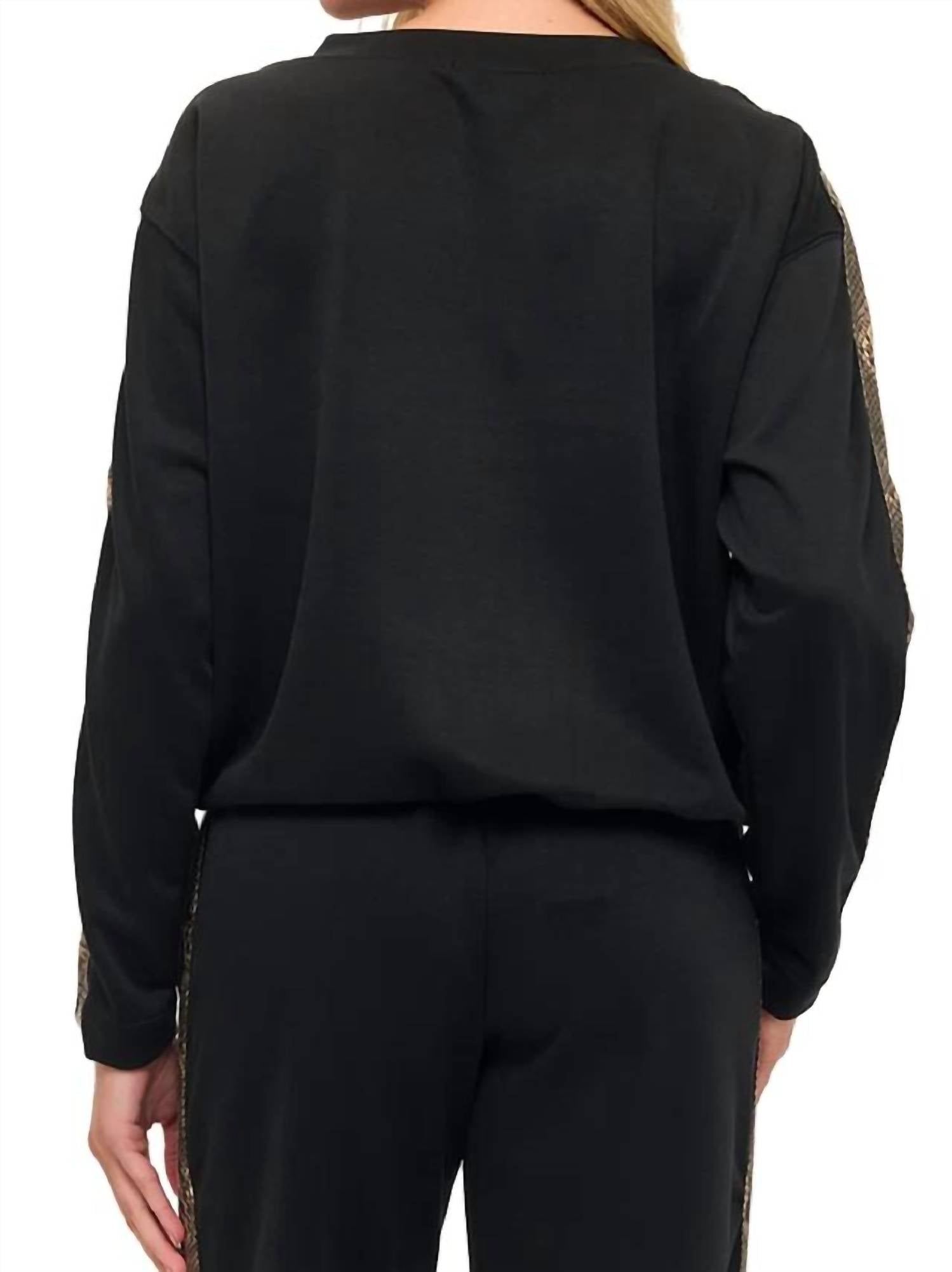 Ariella - Long Sleeve With Snakeskin Side Stripe & Drawstring Waist Jumpsuit