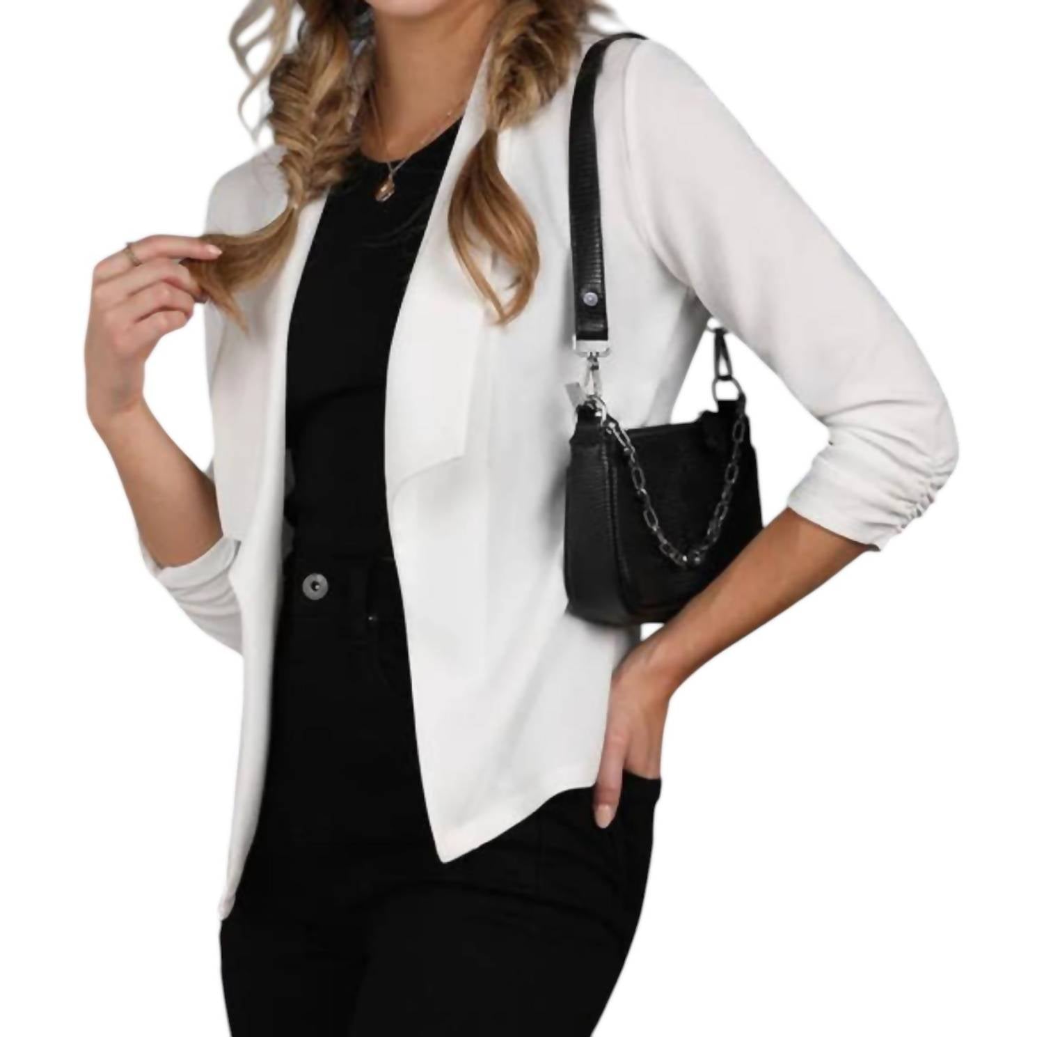 Ninexis - Shirring Detailed Open Blazer