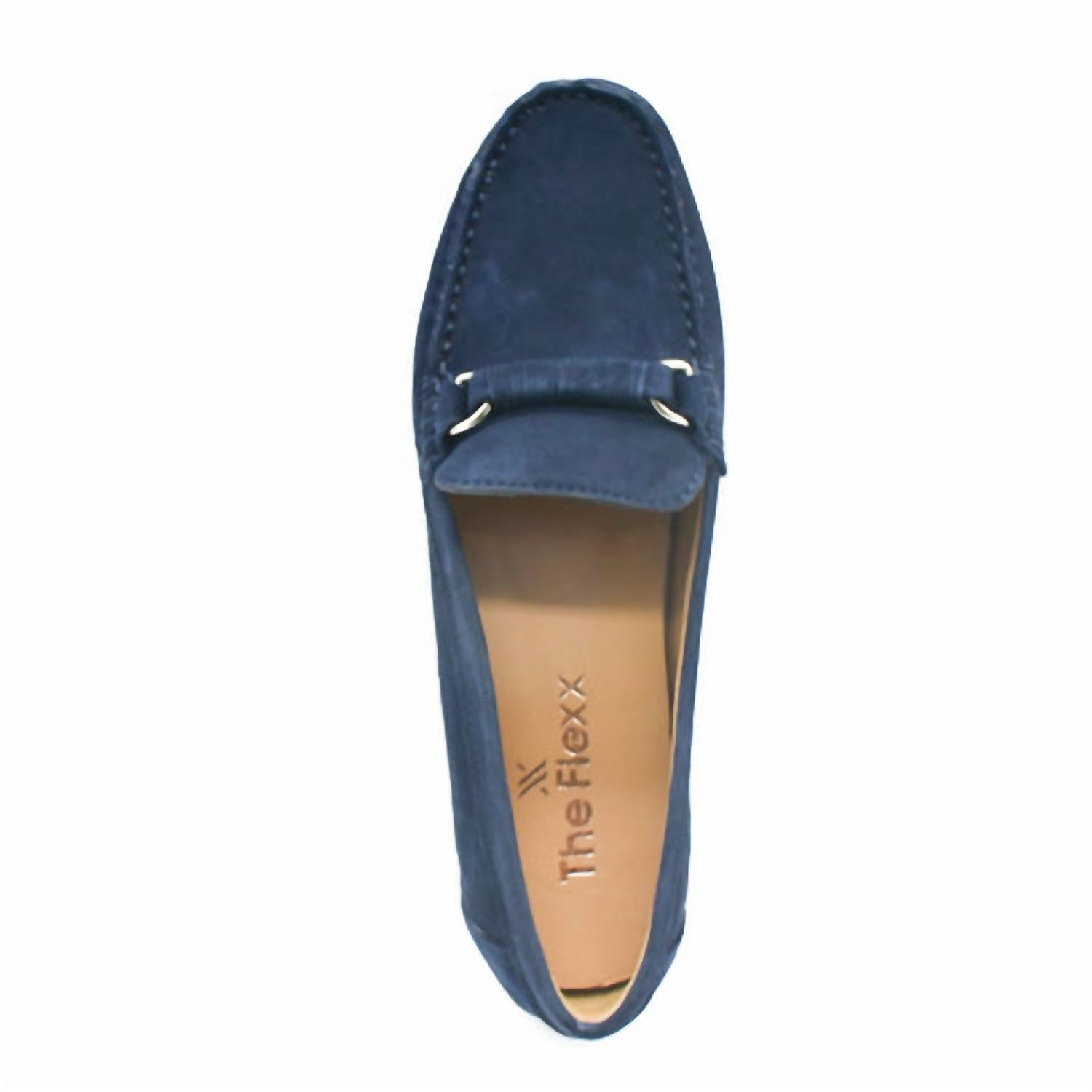 The FLEXX Women's Lionel Loafer in navy - women's flats - detail view