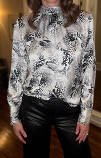 Lysse Embellished Scarf Neck Blouse in black - women's blouse