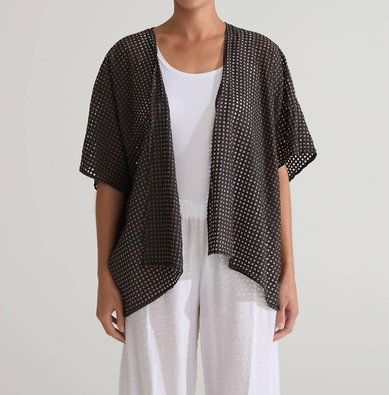 cut loose Shawl Cardi Check Burnout Top in lights out - women's cardigan