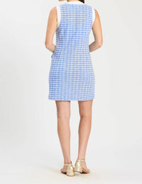 Tyler Boe Kirk Knit Dress in vista blue white - women's dress - alternate view