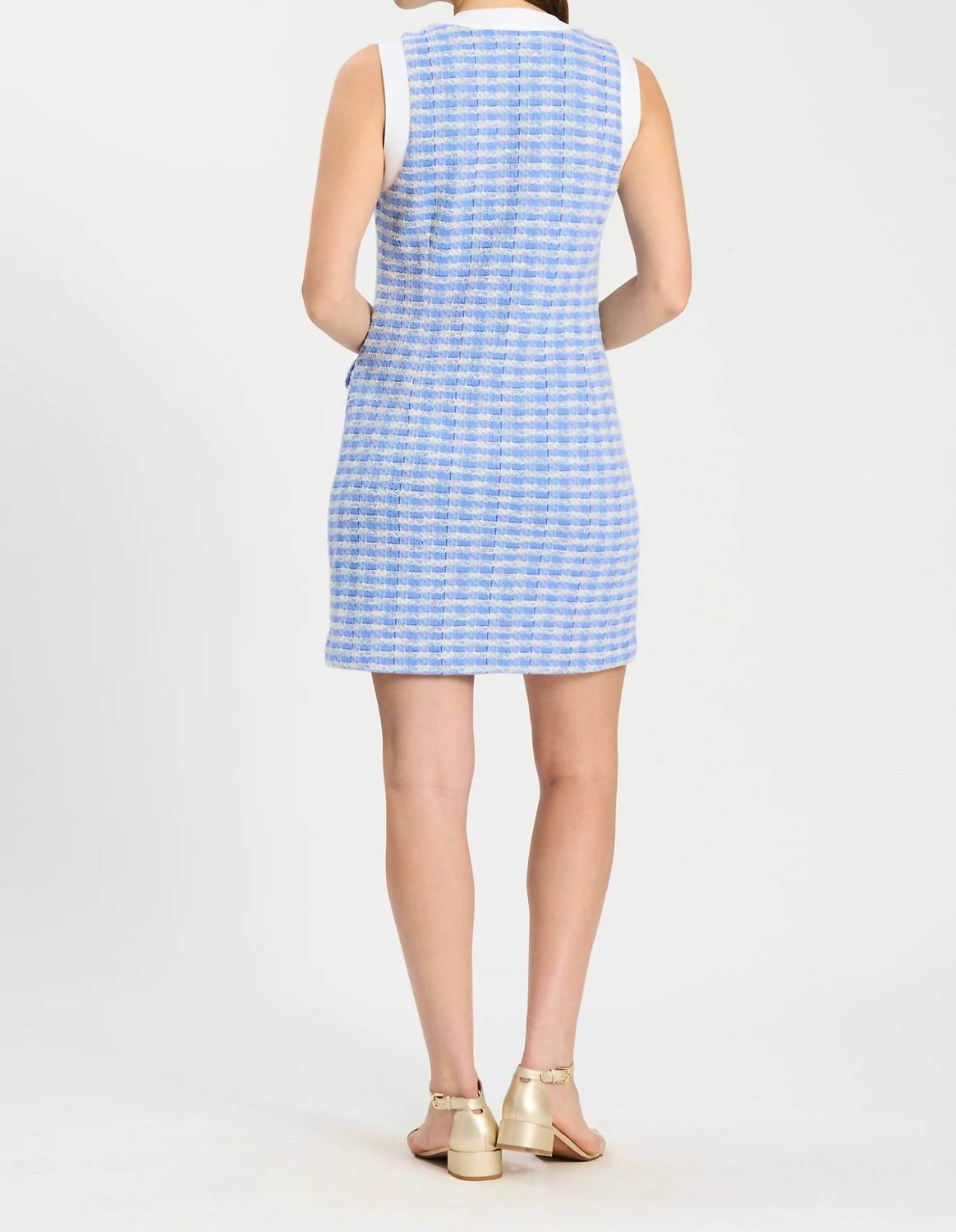 Tyler Boe Kirk Knit Dress in vista blue white - women's dress - alternate view