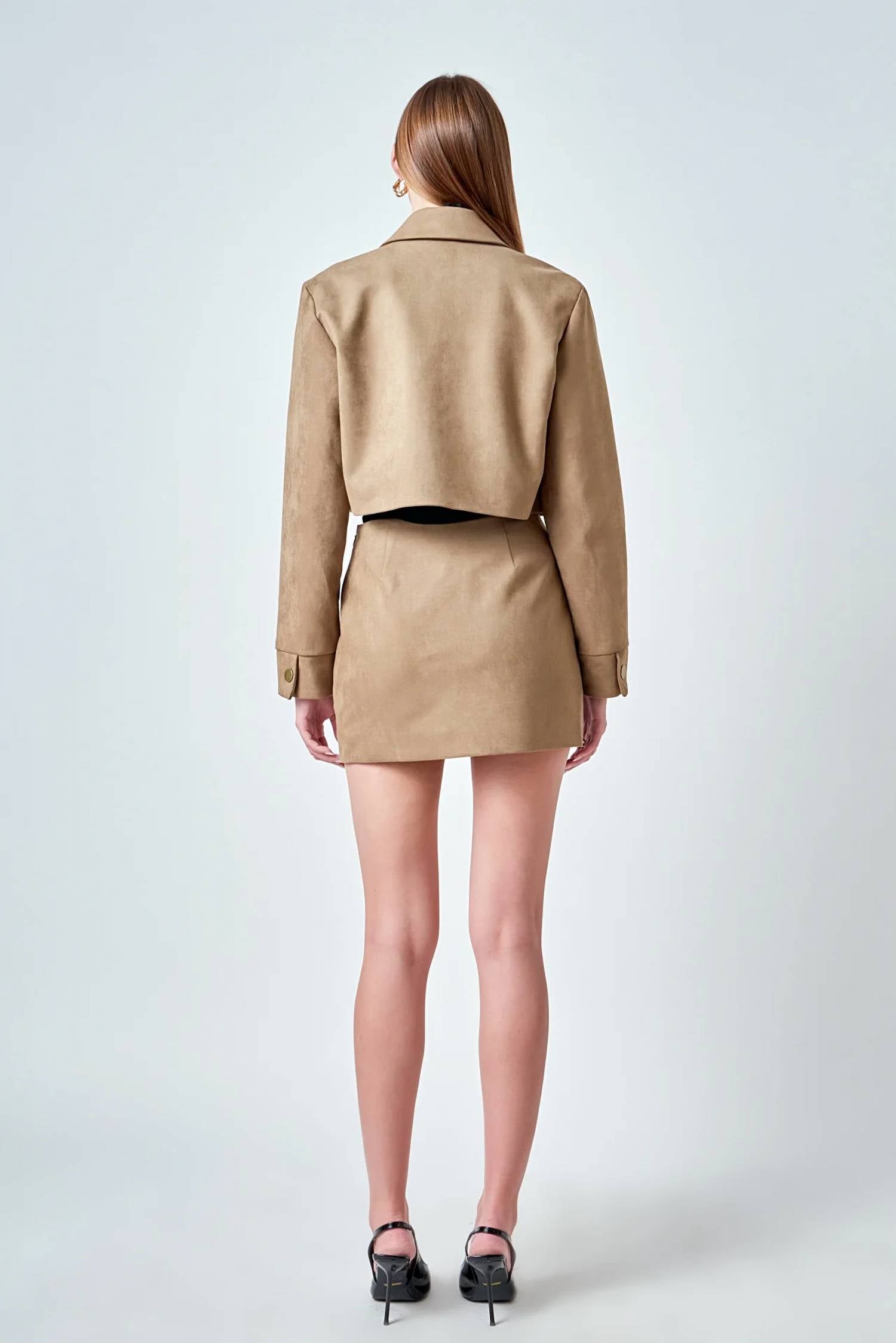 Endless Rose - Faux Suede Cropped Jacket