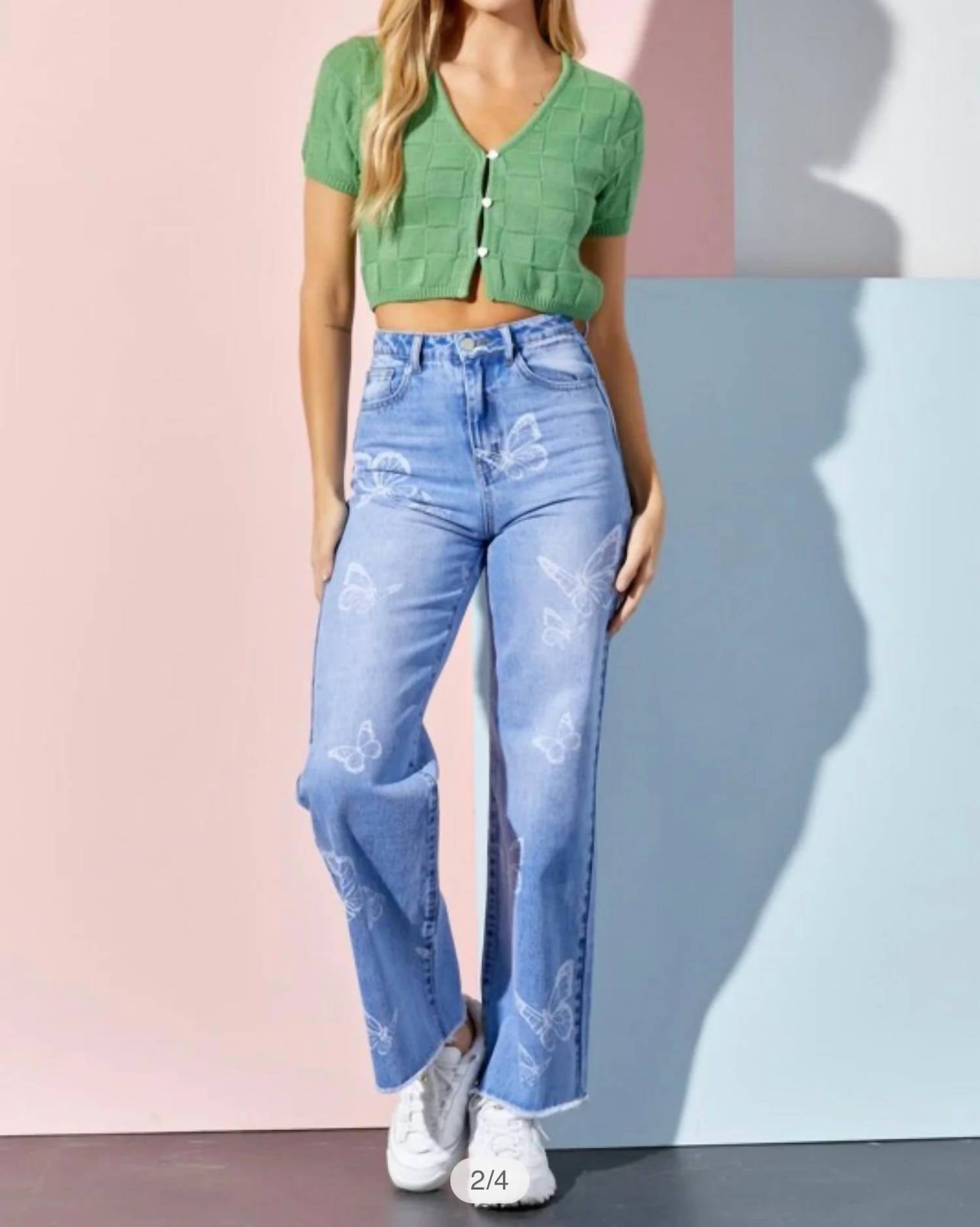 Baevely By Wellmade - Butterfly Kissed Jeans