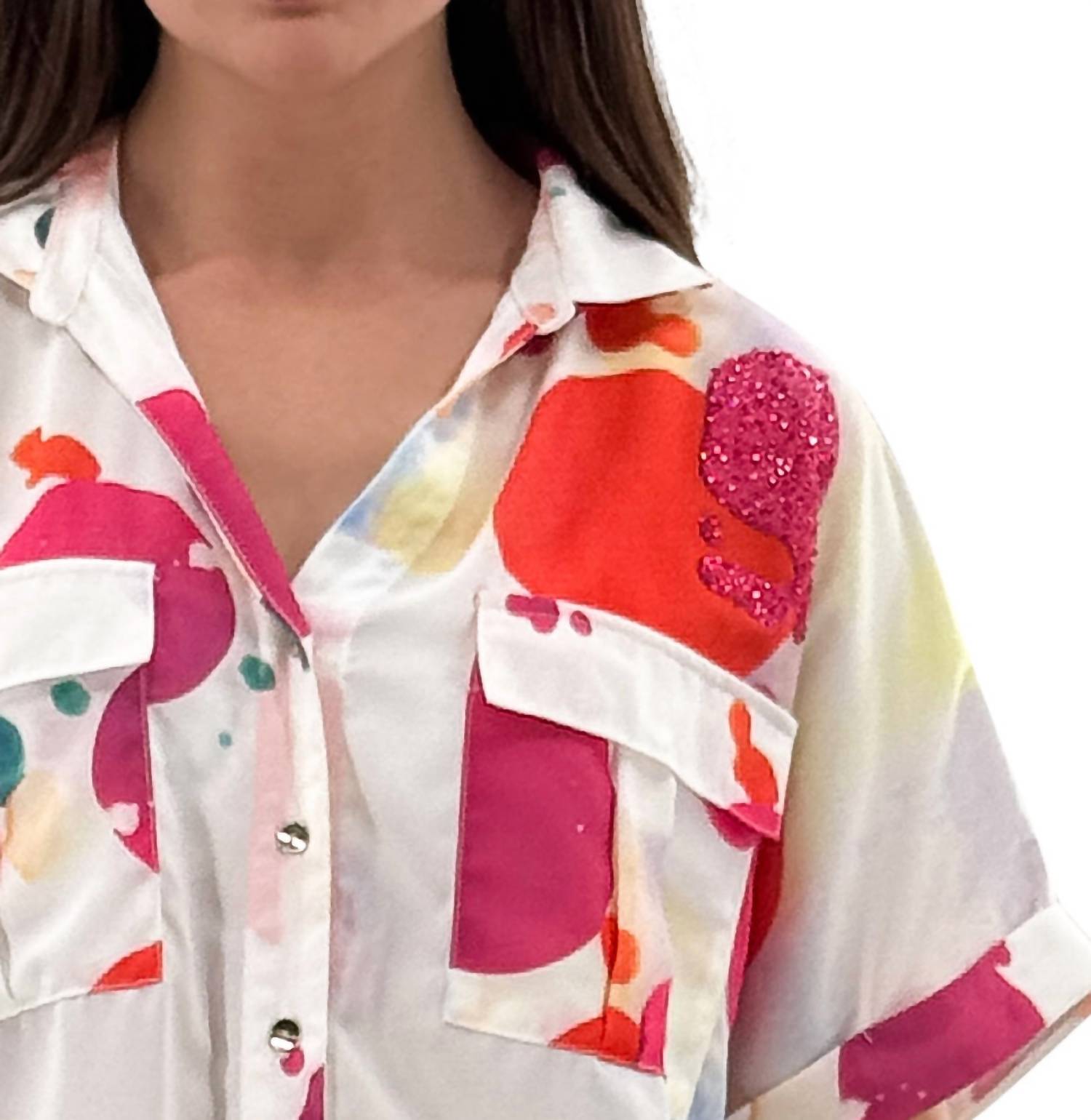 Orly - Brightly Colored Tie Up Blouse