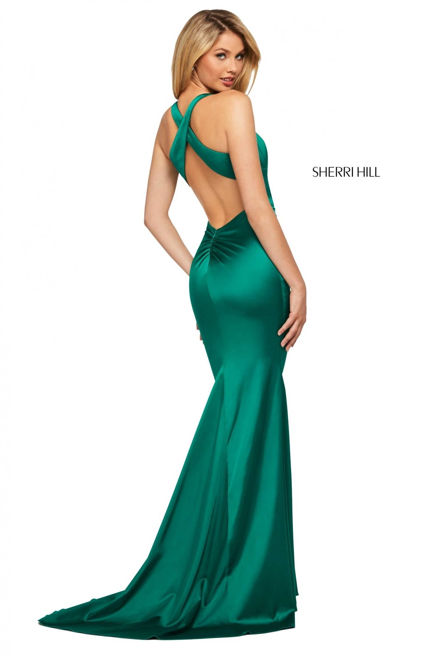 Sherri Hill - Criss Cross Back Jewel Neck Dress