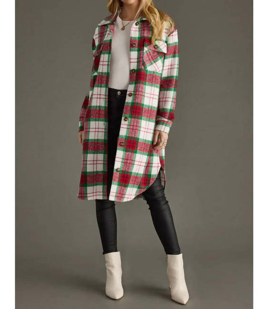 Panache Apparel - Holly Plaid Long Shacket