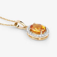 Diana M Jewels Women's Oval Natural Yellow Sapphire Pendant Necklace (1.78 Ct) - Classic in 14k yellow gold - women's jewelry - detail view