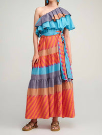 Pearl And Caviar - Cora Ruffled One Shoulder Maxi Dress