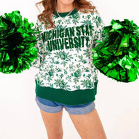 Brianna Cannon Michigan State Floral Toile Sweatshirt in green - women's sweater - view 4