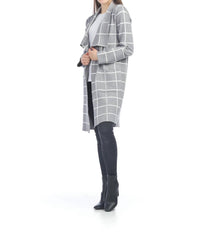 Papillon - Window Pane Drape Long Cardigan With Pockets