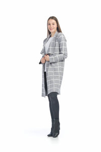 Papillon - Window Pane Drape Long Cardigan With Pockets
