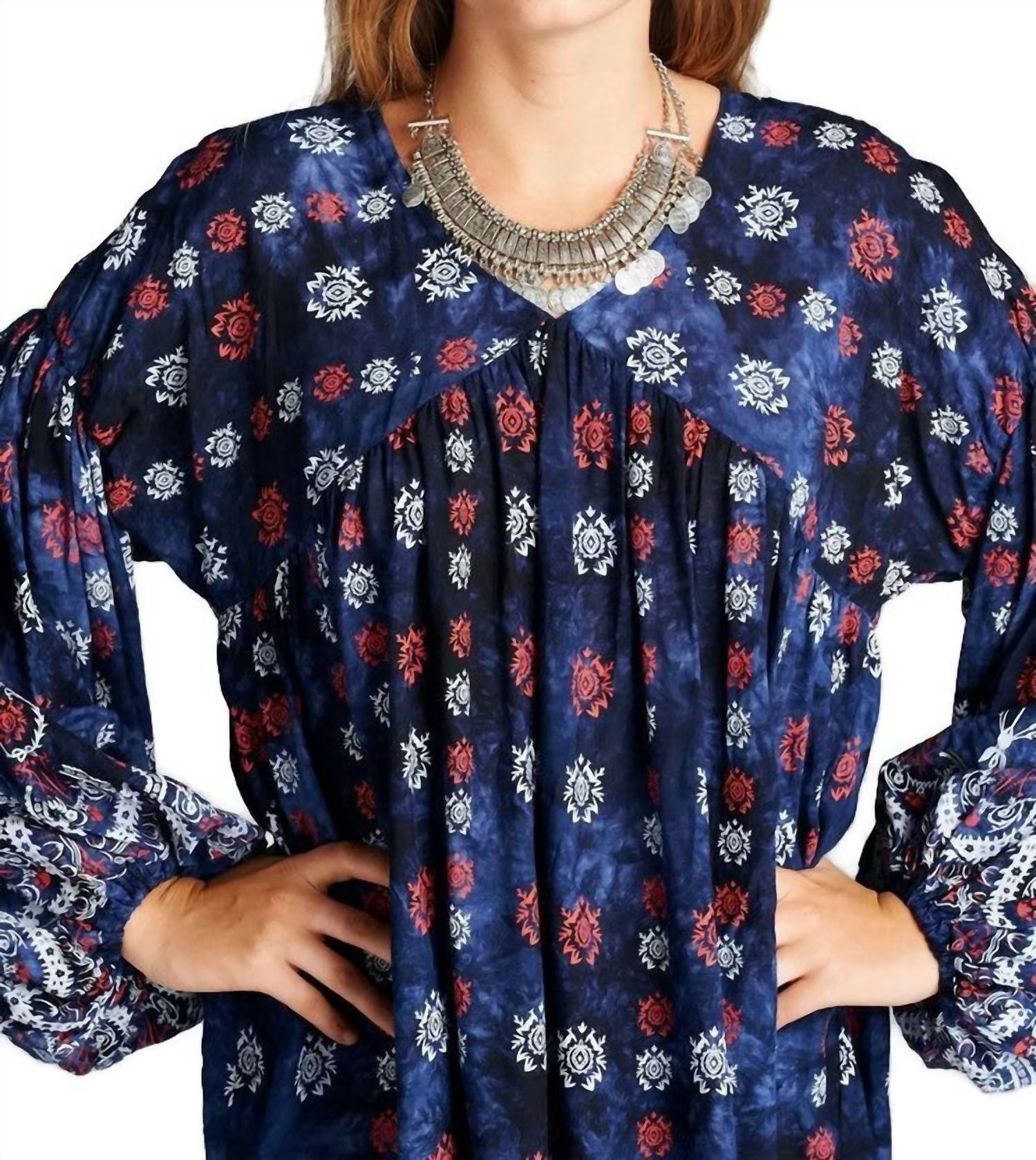 Velzera - Baby Doll Bohemian Peasant Mini Dress