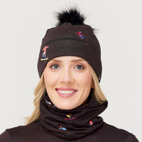 krimson klover Illustrated Beanie in multi skier black - women's hat