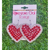 Pink Panache Women's Rhinestone Heart Dangle Earrings in red - women's jewelry - detail view