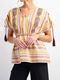 Easel - Oasis Ruched Shoulder Tunic Top