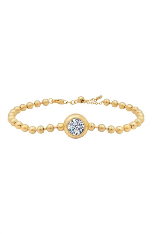 Crislu - Women's Beaded Bezel Single Solitaire Bracelet