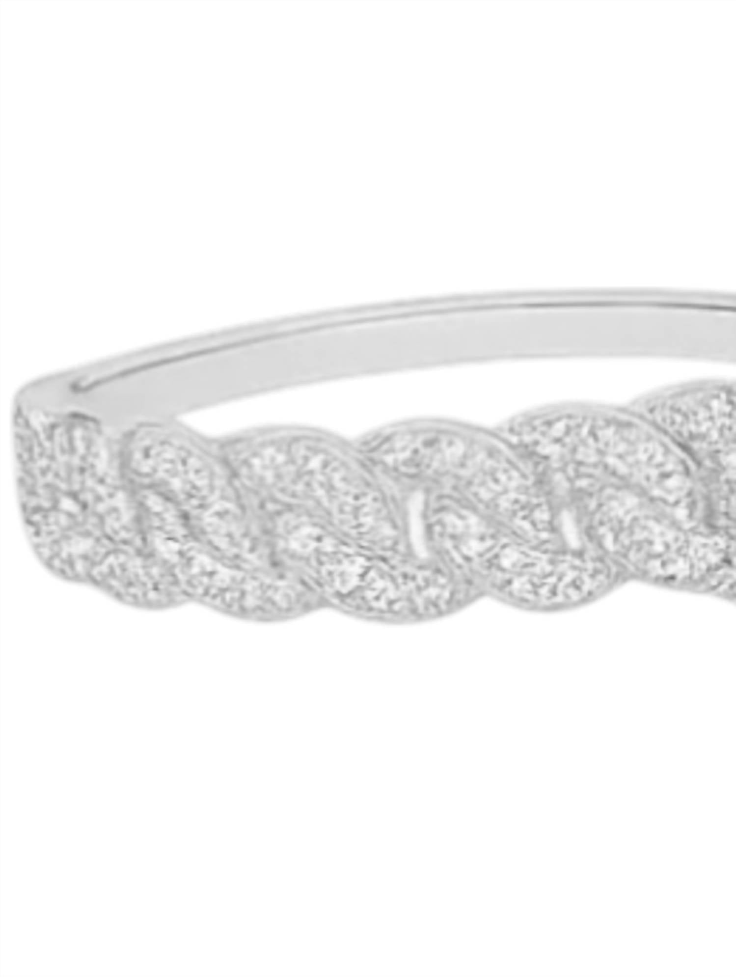 Allyanna Gifts Women's Moissanite Pave Cuban Link Beaded Stackable Bands Ring Set in silver - women's jewelry - detail view