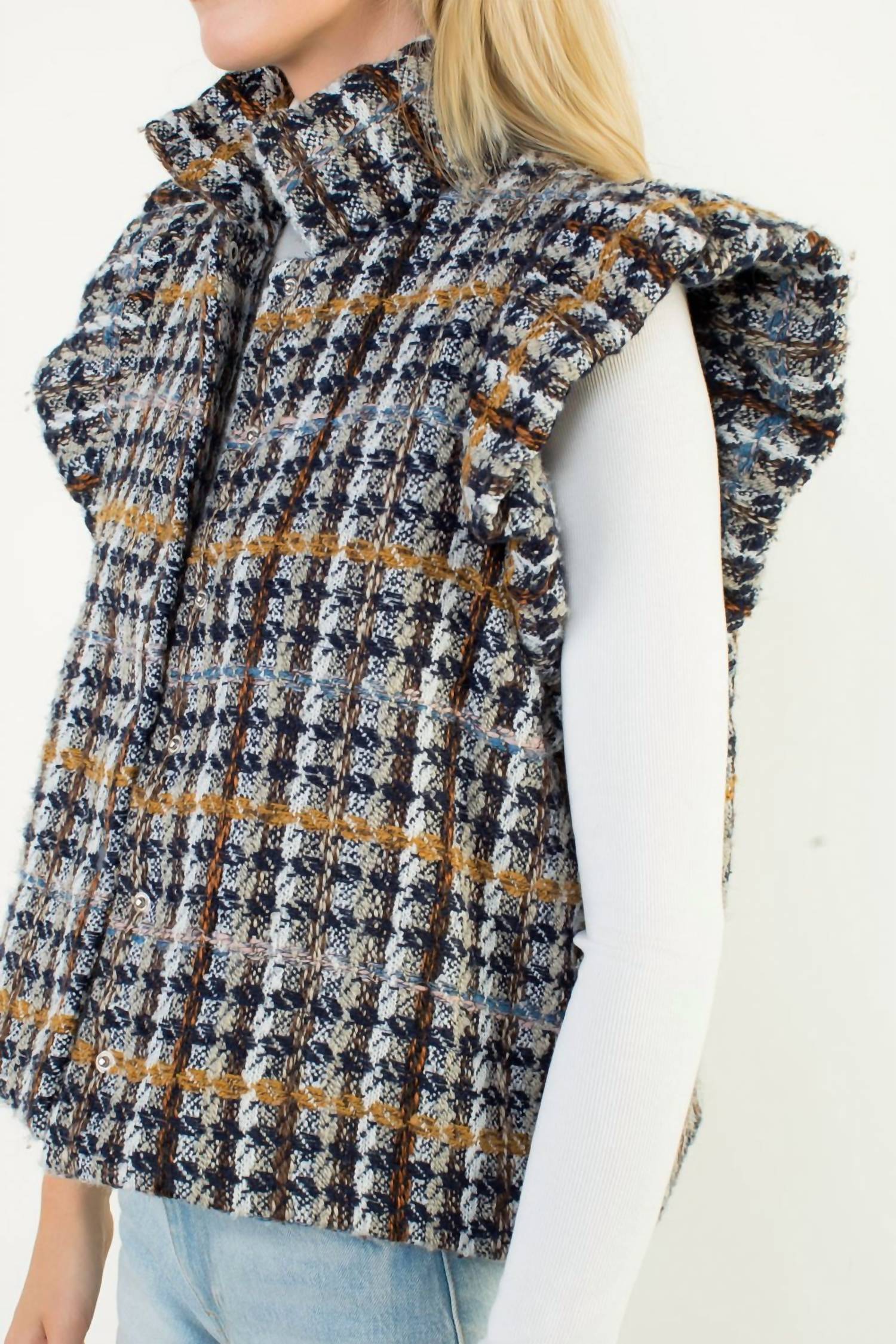 Thml - Plaid Tweed Collared Vest