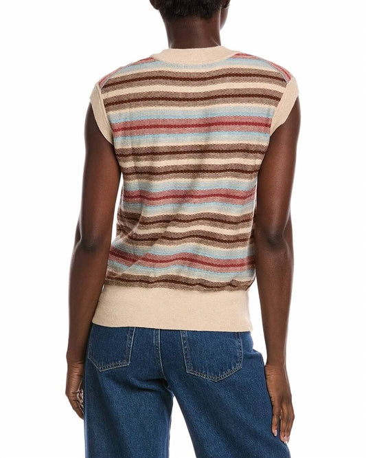 Minnie Rose - Textured Stripe Cashmere-blend Sweater Tank