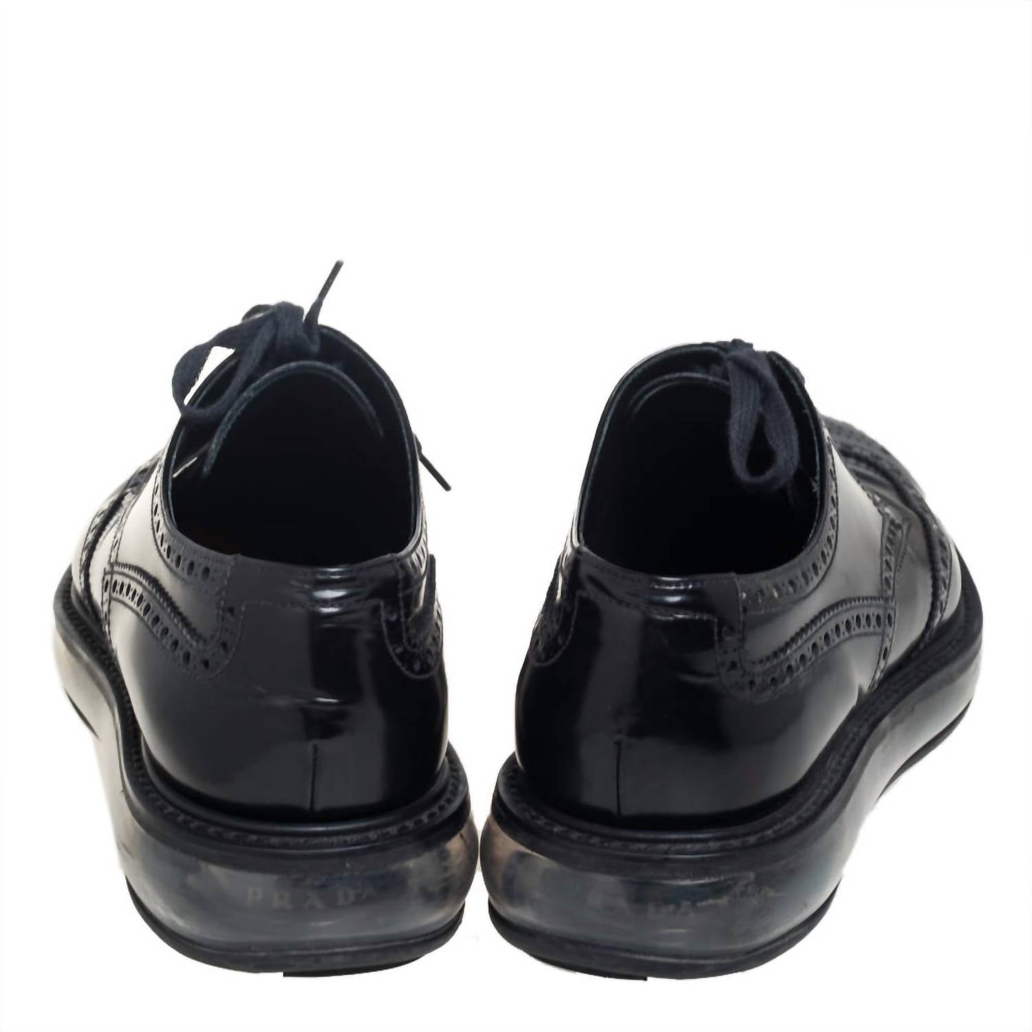 Prada Men's Air Sole Derby Full Brogue Leather Business Shoes in black - men's shoe - view 5
