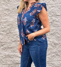 Thml - FLUTTER SLEEVE FLORAL PRINT V NECK TOP
