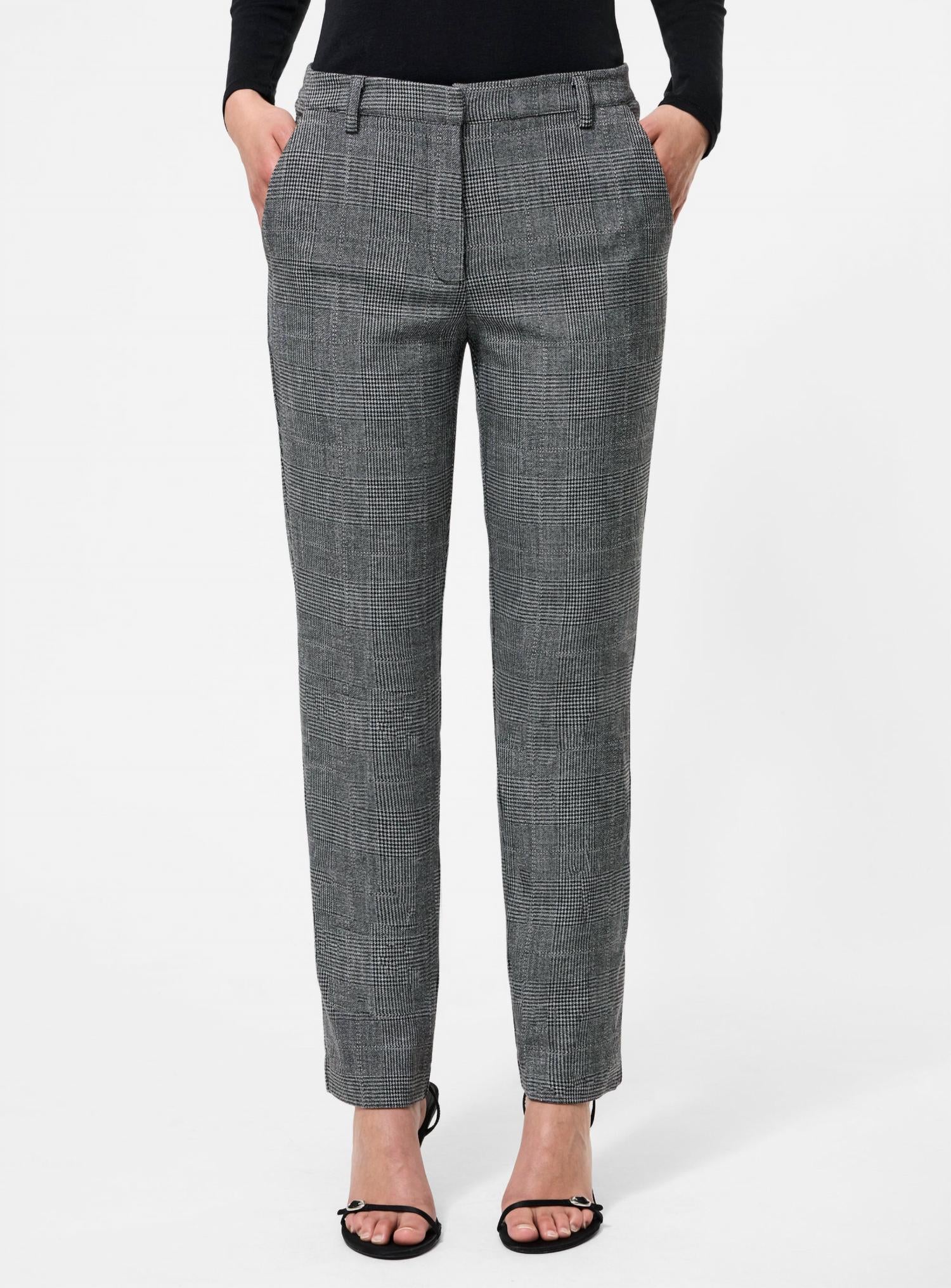 FRENCH CONNECTION Owens Plaid Cropped Slim Fit Pants in charcoal - women's pants