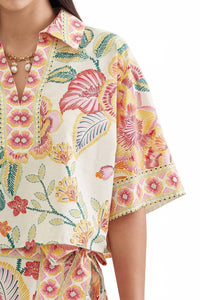Entro - Botanical Print Short Sleeve Top