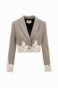 Loveshackfancy - Icarus Cropped Lace Trimmed Blazer