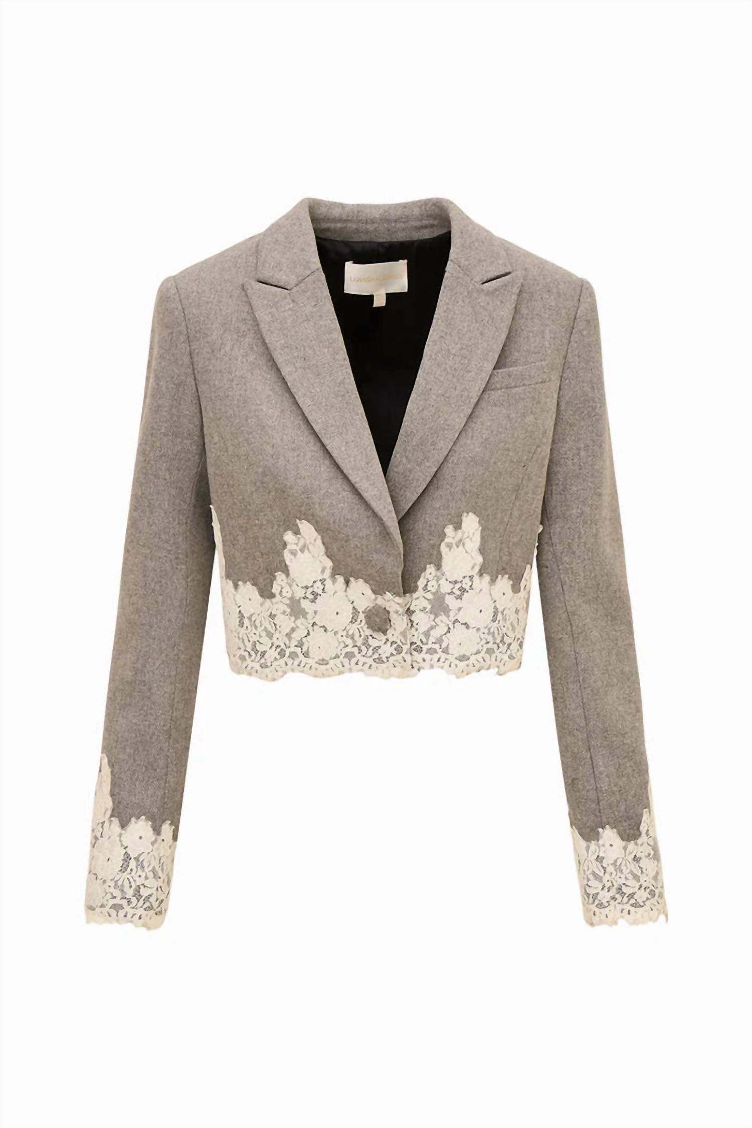 Loveshackfancy - Icarus Cropped Lace Trimmed Blazer
