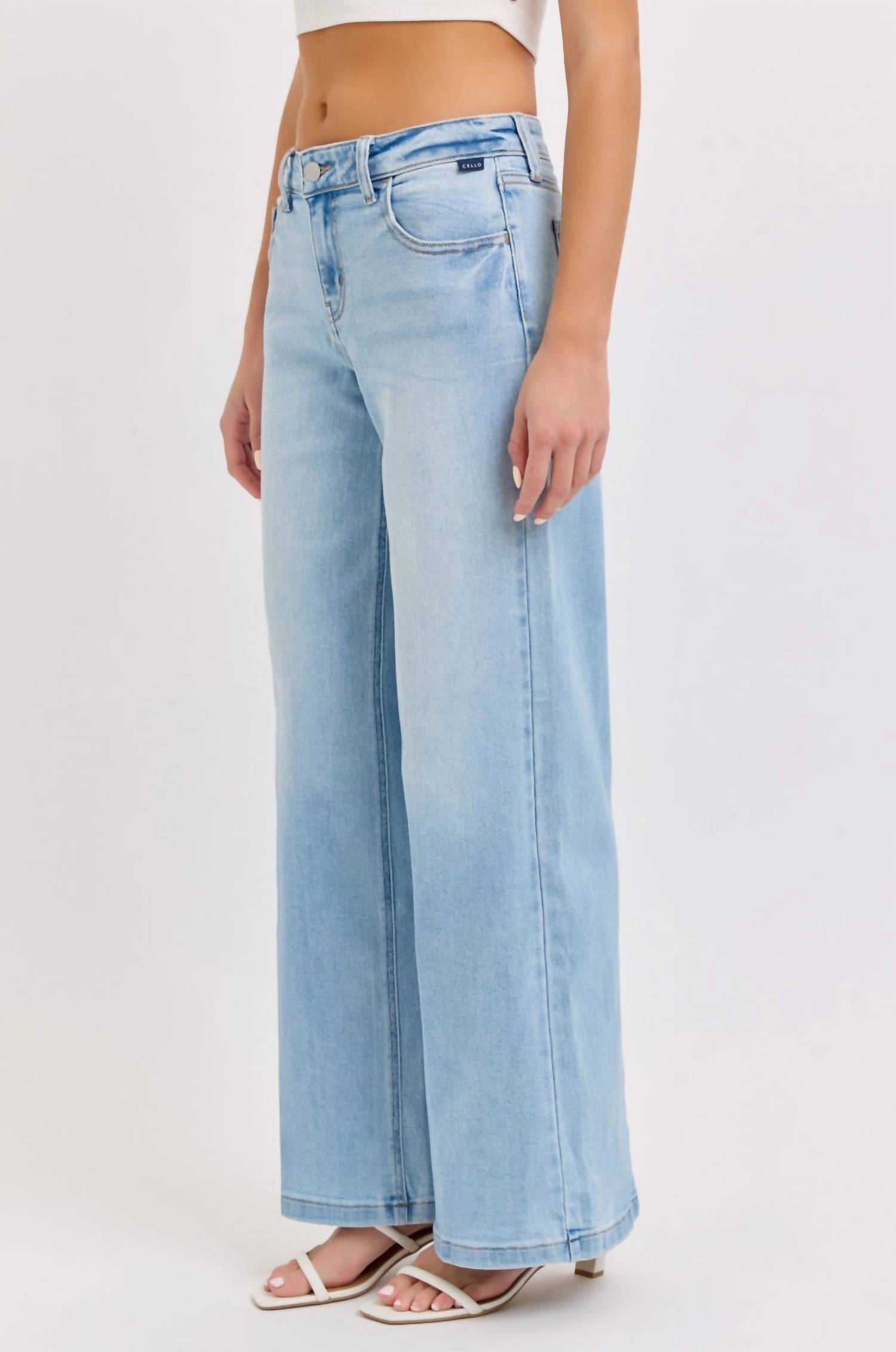 CELLO Low Rise Wide Leg Jeans in light wash - women's jeans - view 5