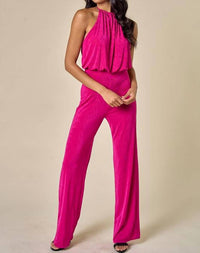 Blue Blush - Halter Neck Open Back Jumpsuit