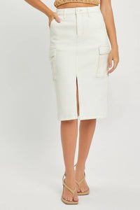 Risen - Midi Denim Cargo Skirt