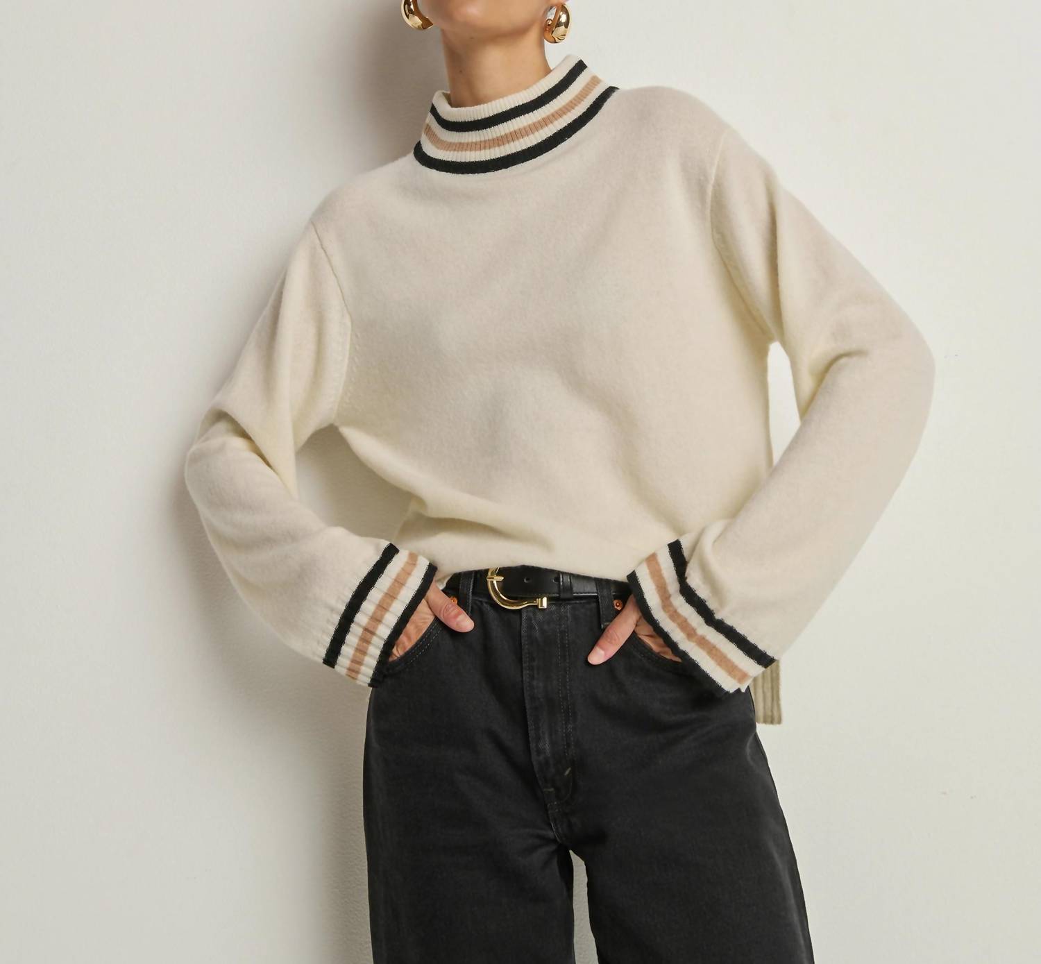 Nation LTD Tommie Mock Neck Sweater in snowflake 1 - women's sweater - view 4