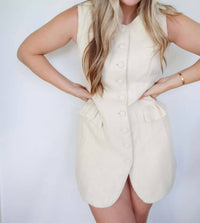 Mable - Kimberly Tweed Sleeveless Ruffle Pocket Mini Dress