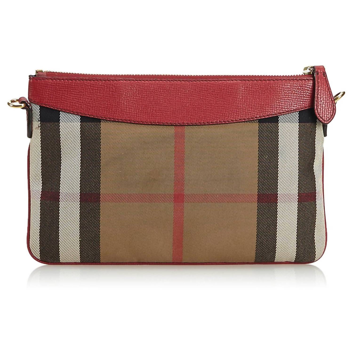 Burberry - Women's Peyton House Check Derby Grain Leather Pouch Crossbody Bag
