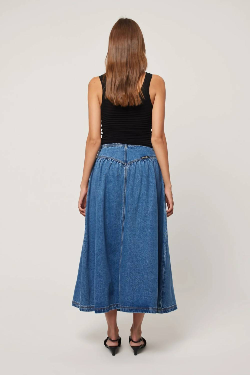Rolla'S - Leonie Drop Waist Midi Denim Skirt