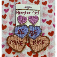 Bosuk Jewlery Women's Be Mine Beaded Conversation Heart Valentine Earrings in pink - women's jewelry - detail view