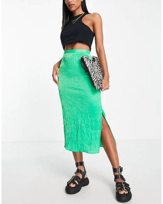 Topshop - Green Crinkle Slip Skirt