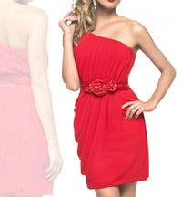 Last Dress - One-shoulder Draped Rosette Mini Dress
