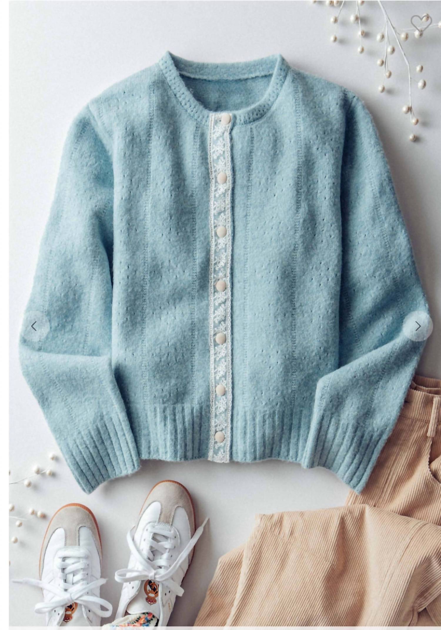 1 The Woman - Lace Trim Wool Blend Cardigan