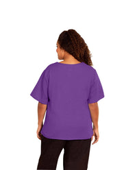 On The Plus Side - Ameli Cotton Short Sleeve V-Neck Top - Plus