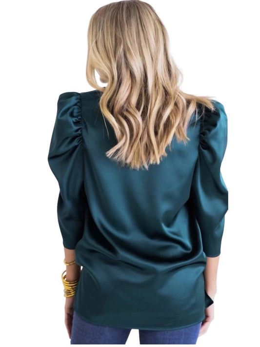 Karlie - FOREST V-NECK PUFF SLEEVE TOP