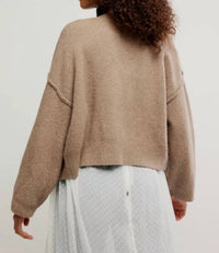 Free People Cool Of The Night Cardigan in mocha melange 1 - women's cardigan - detail view