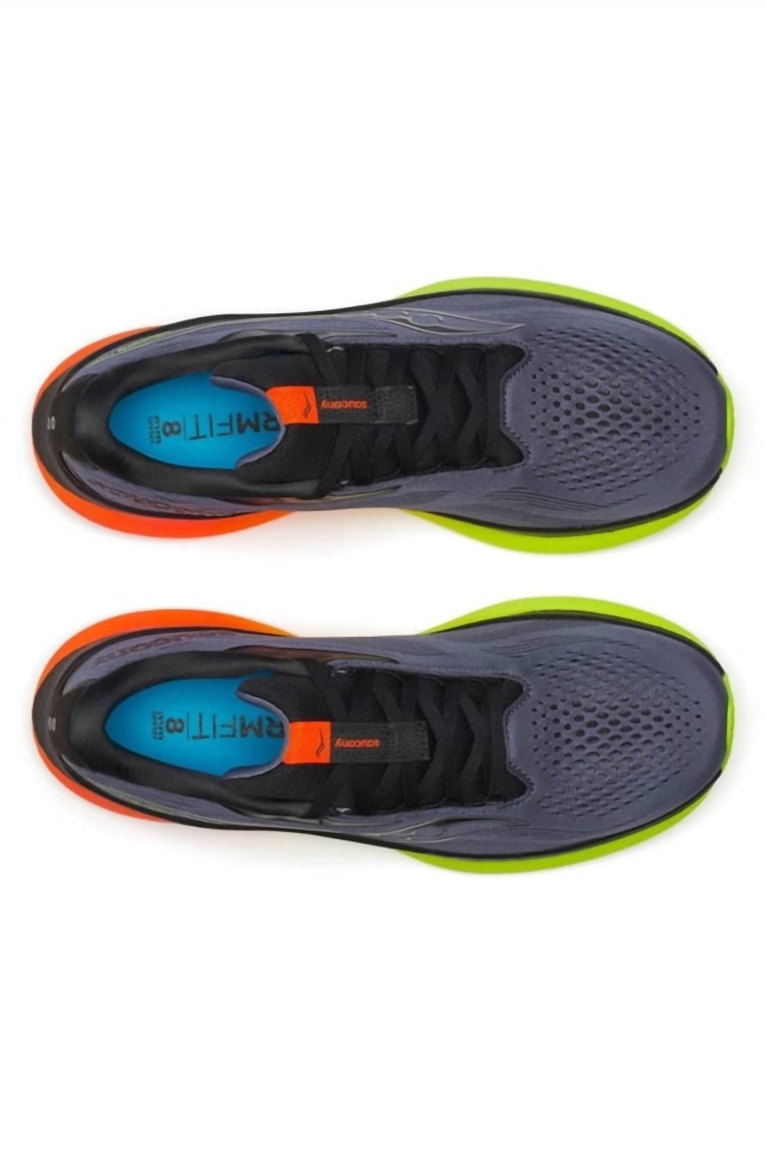 SAUCONY Men's Ride 18 Shoe in shadow vizi gris fonce - men's shoe - alternate view