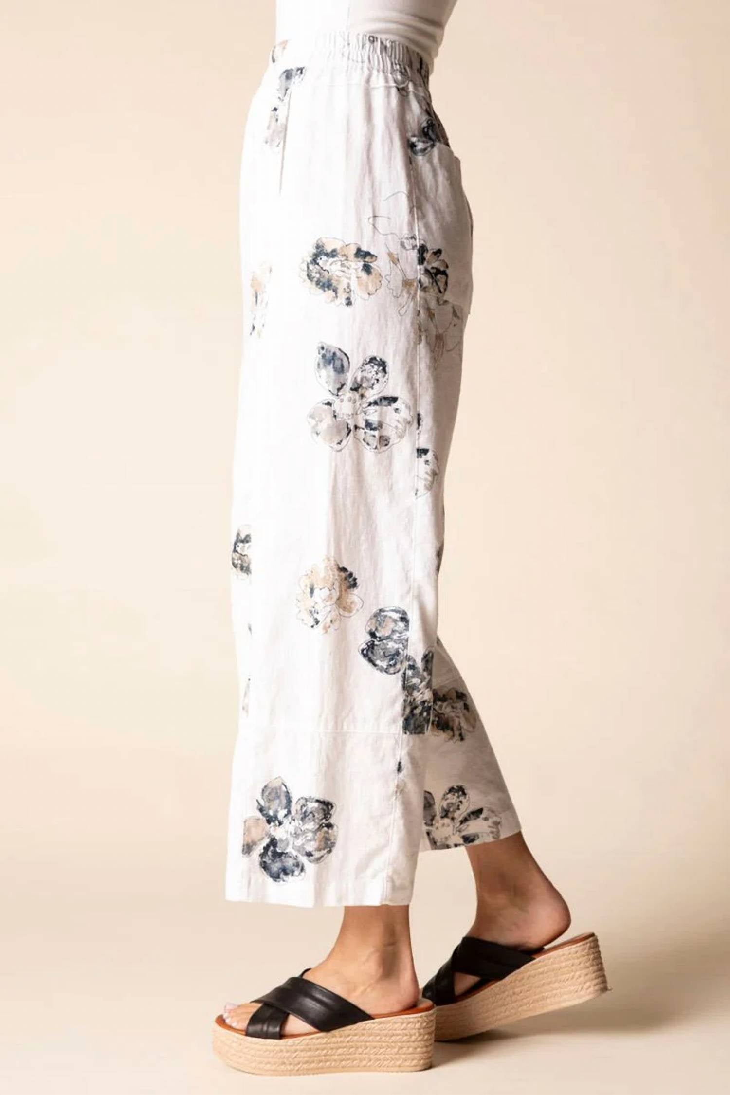 Habitat - Linen Floral Seamed Crop Pant