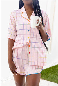 Queen Of Sparkles - Rhinestone Plaid Pajama Set