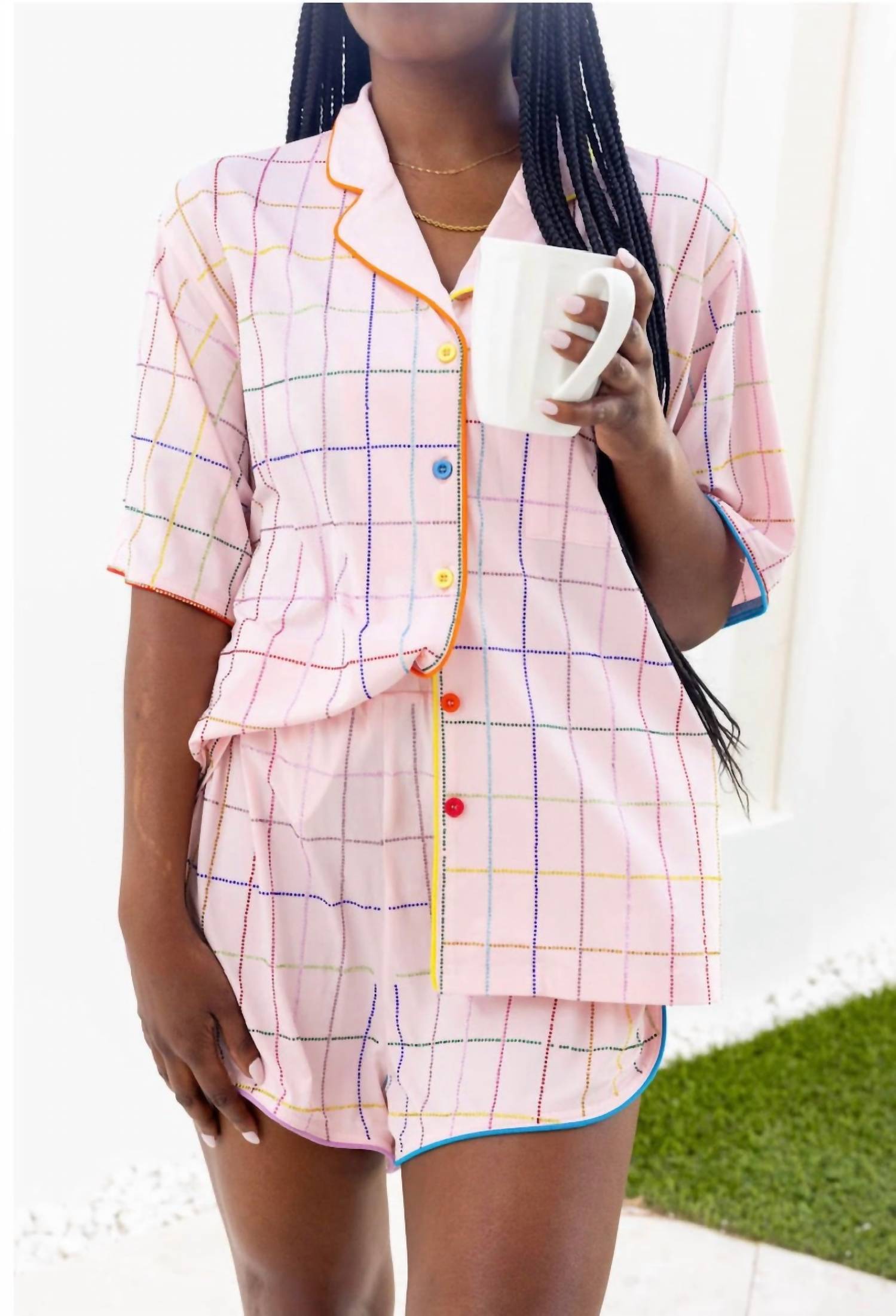 Queen Of Sparkles - Rhinestone Plaid Pajama Set