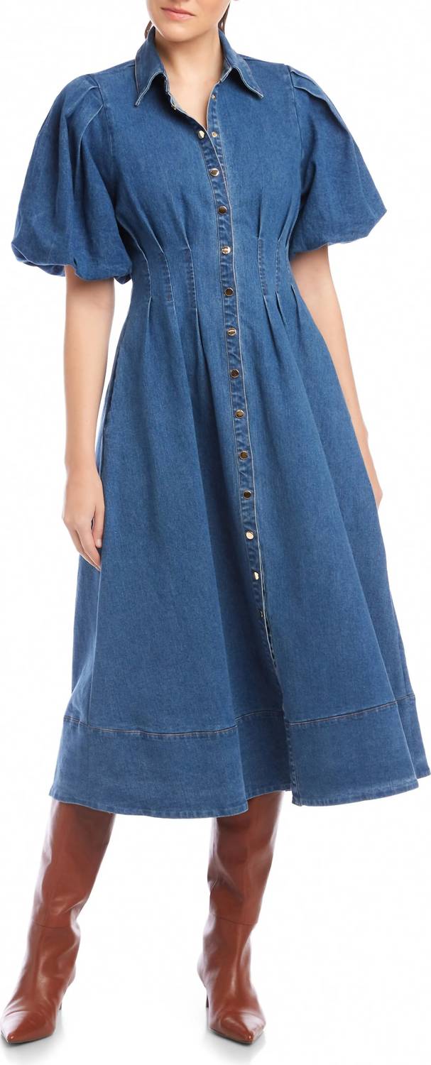 Fifteen Twenty Esme Midi Shirtdress in denim - women's dress